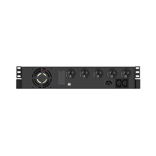 PowerShield Defender Rackmount 1500VA UPS | PSDR1500, rackmount unit rear panel with fans and connectors