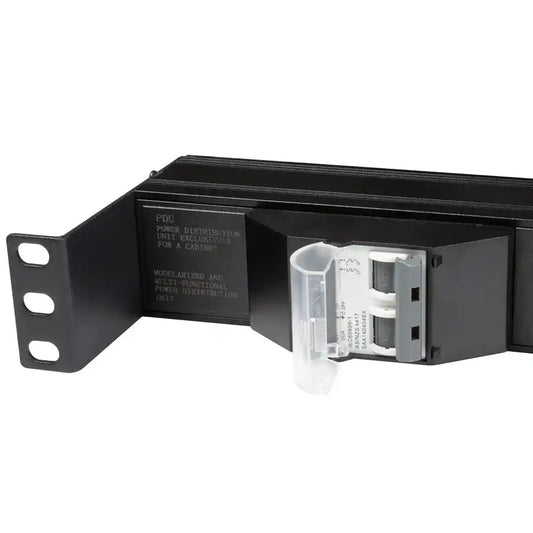 10 Outlet Horizontal IEC C14 Input PDU, interior components and mounting bracket assembly