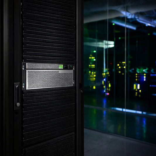 UPS power system in a data centre rack used for critical power protection and maintenance of IT infrastructure.