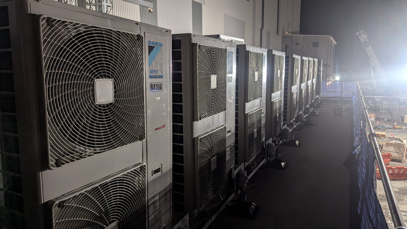 Bank of Daikin VRV IV condensers installed at a commercial site in Brisbane