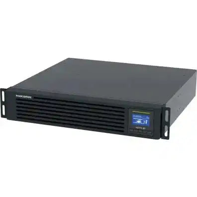 Socomec | NRT4-U010B | Netys RT4 1kVA rack 2U/tower UPS, Online Double Conversion, rack-mounted ups unit angled view