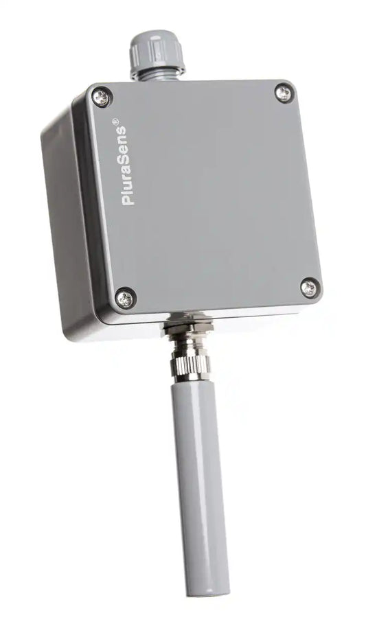 Evikon E2218 Humidity & Temperature Transmitter, sensor transmitter angled side view