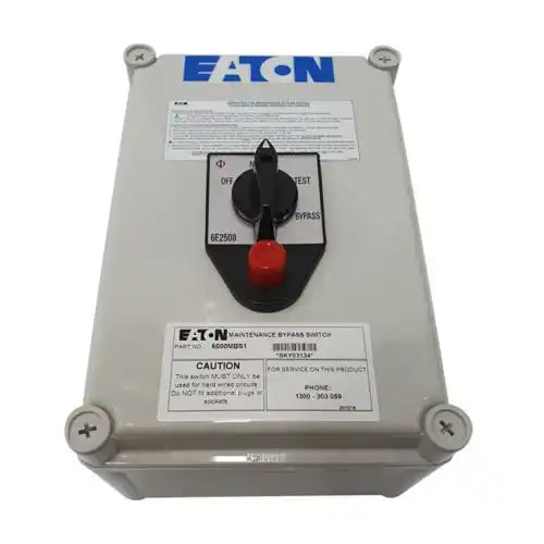 6000MBS2 Eaton 6kVA Hardwired interlocked external bypass w/sep byp input (max 6mm2), electrical bypass enclosure top view
