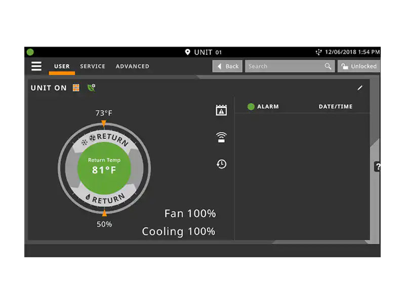 Vertiv Liebert CRV In-Row Cooling System 10-50kW, control display with temperature gauge