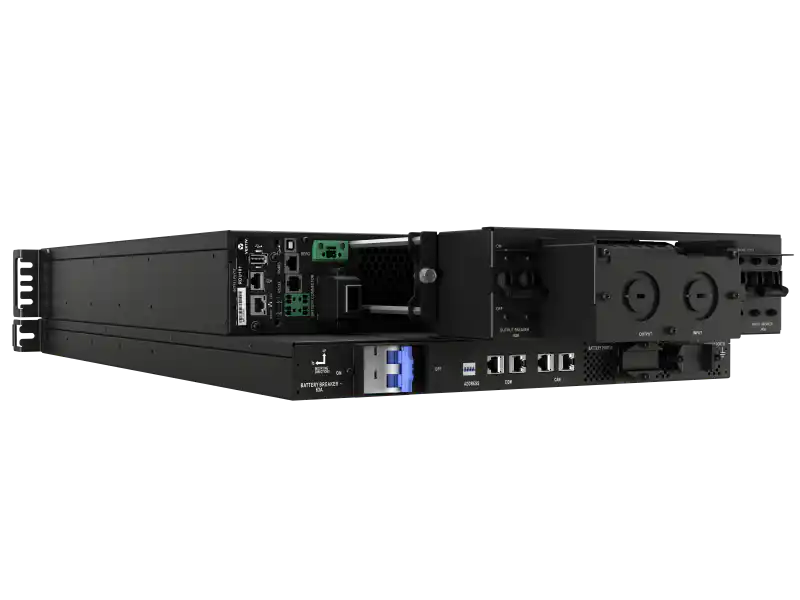 Vertiv™ Liebert® GXT5 Lithium-Ion UPS - GXT5LI-10KGVRT3UXLN, front and rear panel comparison view