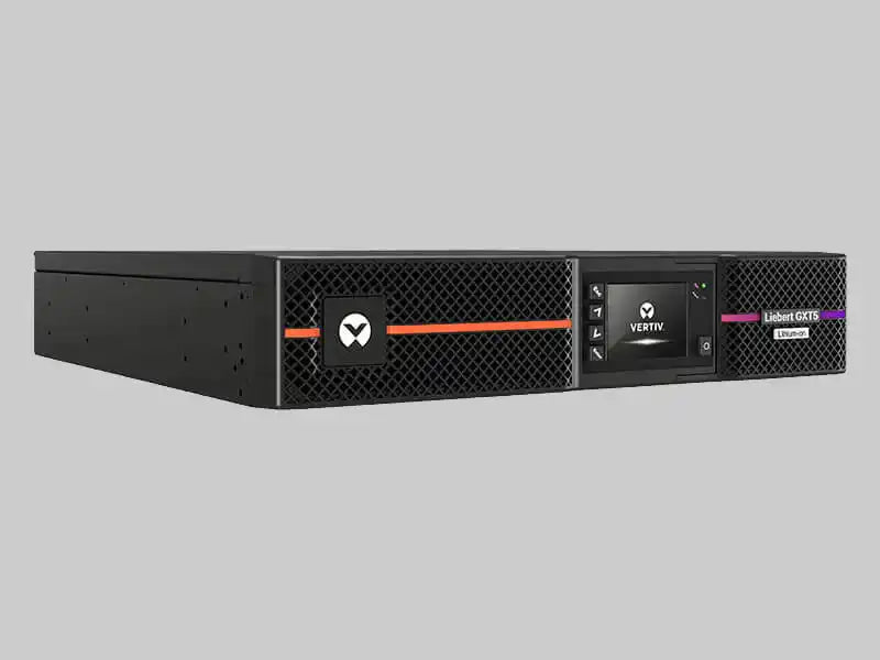 Vertiv Liebert GXT5 Lithium-Ion UPS 1000-3000VA Online Double Conversion, rack-mounted unit front angled view