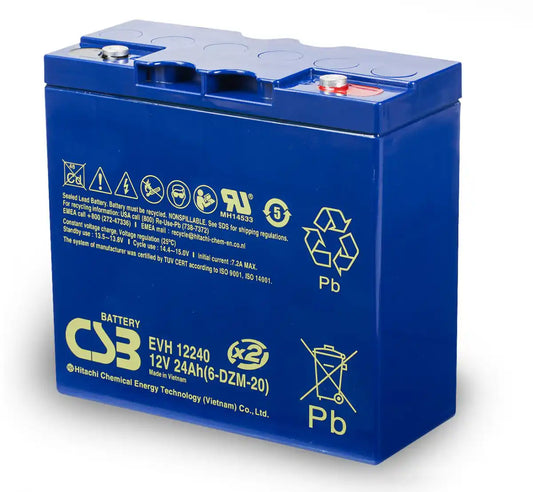 EVH12240, blue sealed battery overhead view