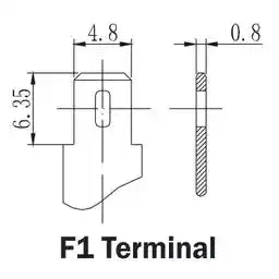 GP645, terminal connector dimension diagram