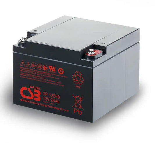 GP12260, rectangular battery unit angled view