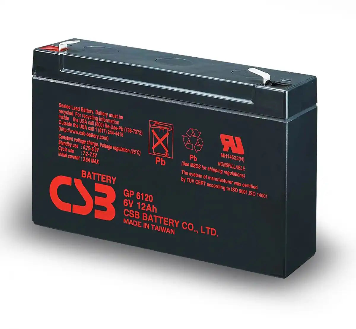 GP6120, angled view of battery unit
