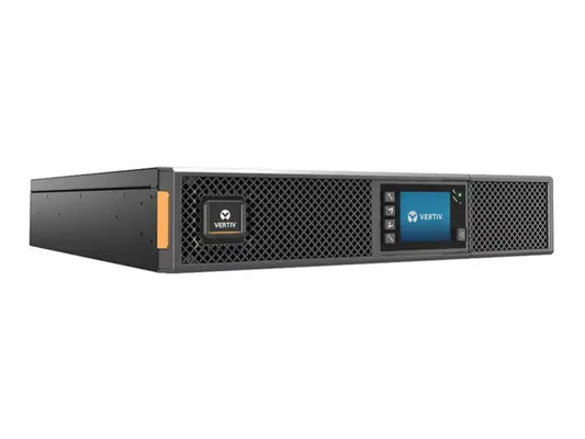 Vertiv Liebert GXT5-1500IRT2UXL 1500VA Online Double Conversion UPS, angled front view of rack unit