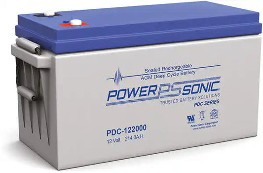 Power-Sonic PDC Series Deep Cycle AGM Batteries, side view battery with carry handle
