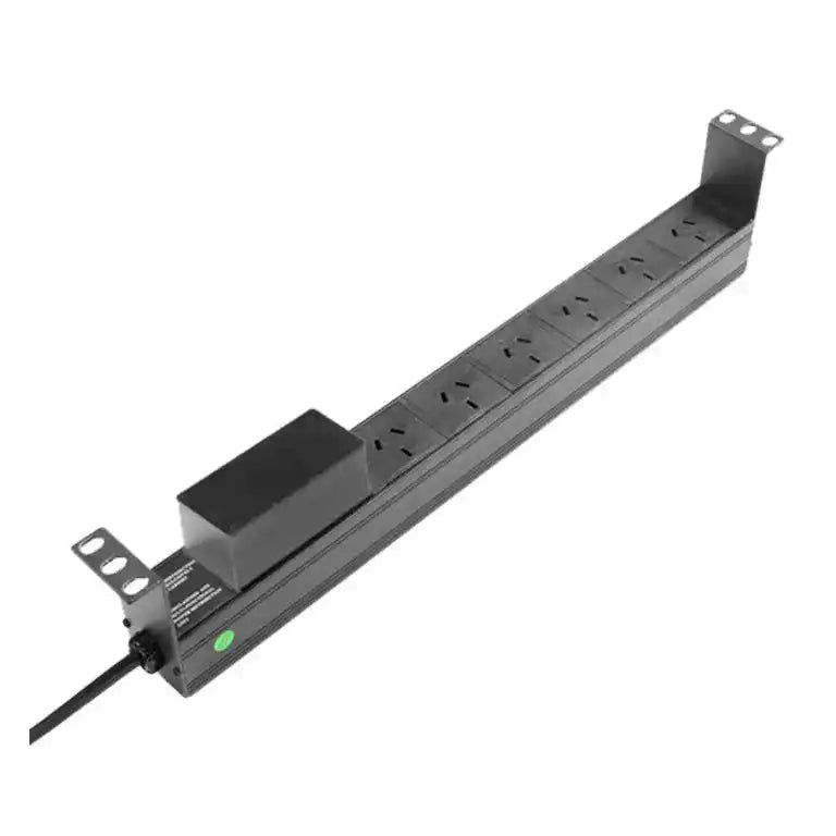 6 Way Horizontal PDU with Australian Sockets, horizontal power distribution unit angled view