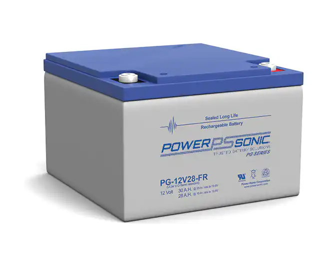 Power-Sonic PG Series Batteries, angled front view sealed battery