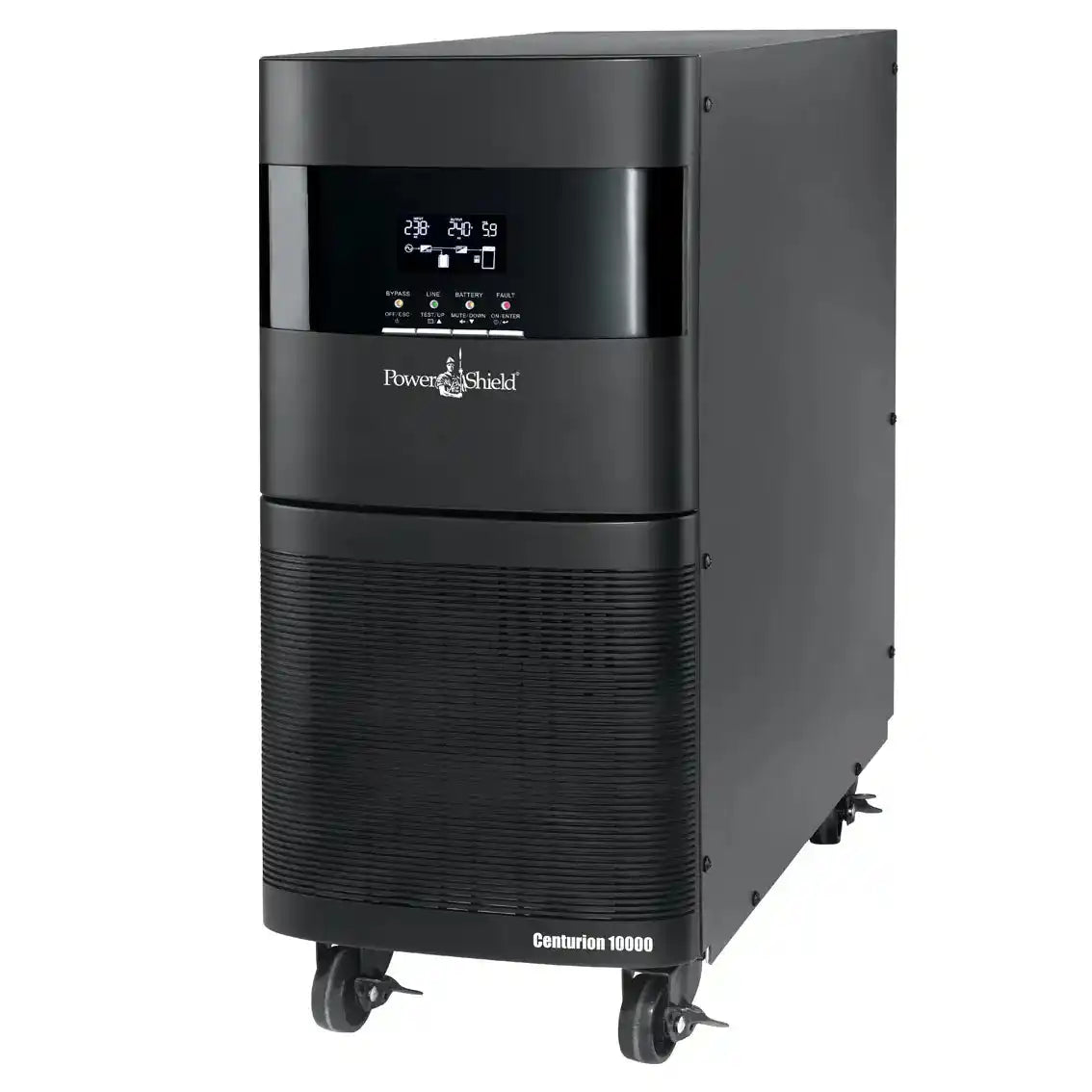 PSCE10K - PowerShield Centurion 10kVA, tower power supply on casters angled