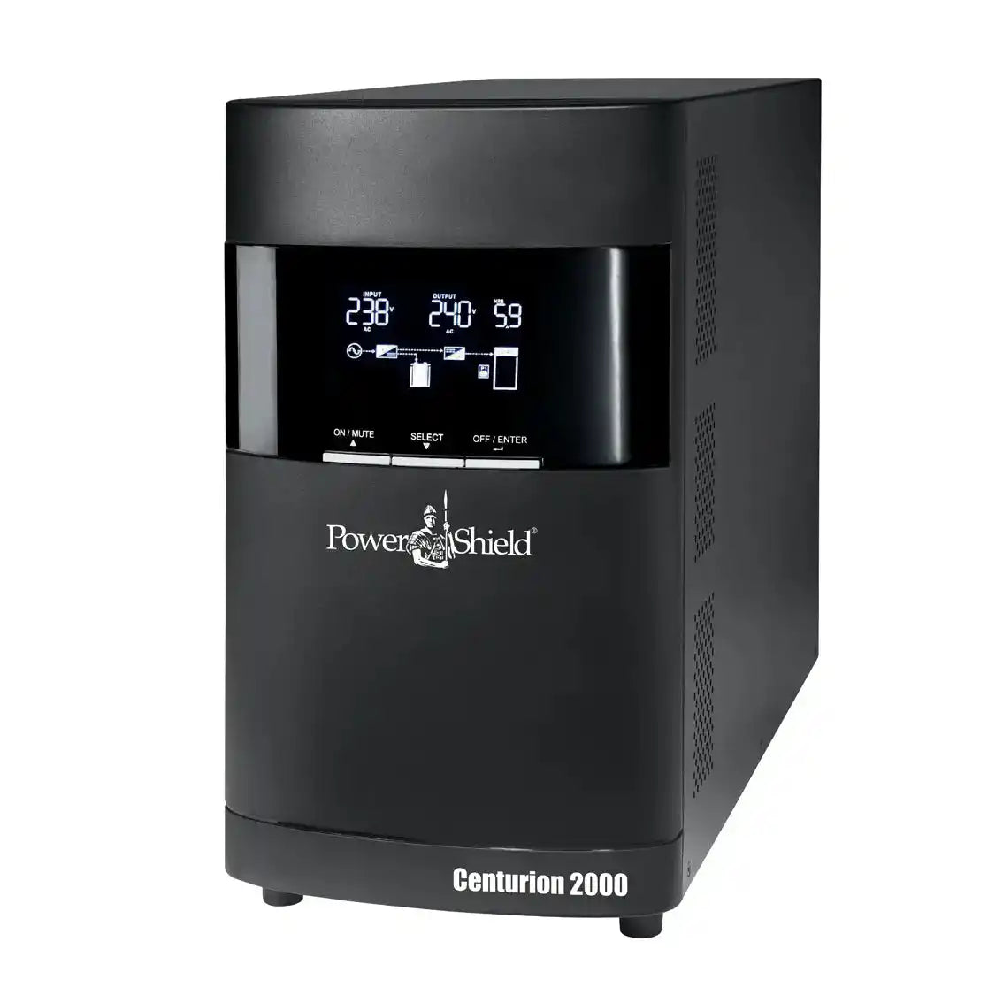 PSCE2000 - PowerShield Centurion 2000VA, front view of compact tower unit