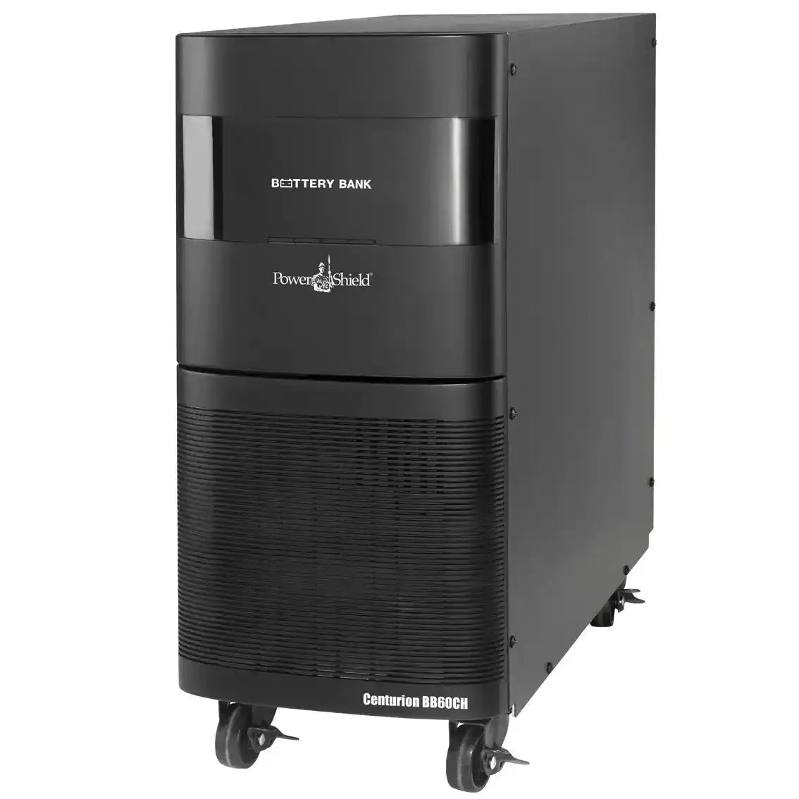 Extended battery with charger for PSCE6000 and PSCE10K, tall battery cabinet on wheels, side view
