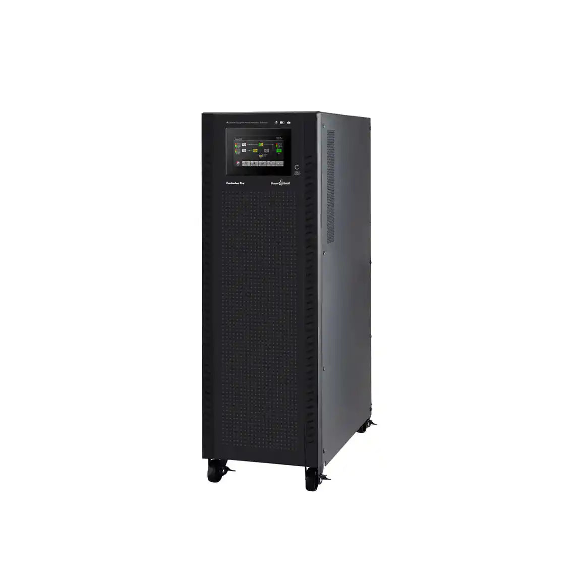 Centurion Pro 3-Phase 20kVA-20kW(no internal batteries), tall dark power cabinet with display panel, front
