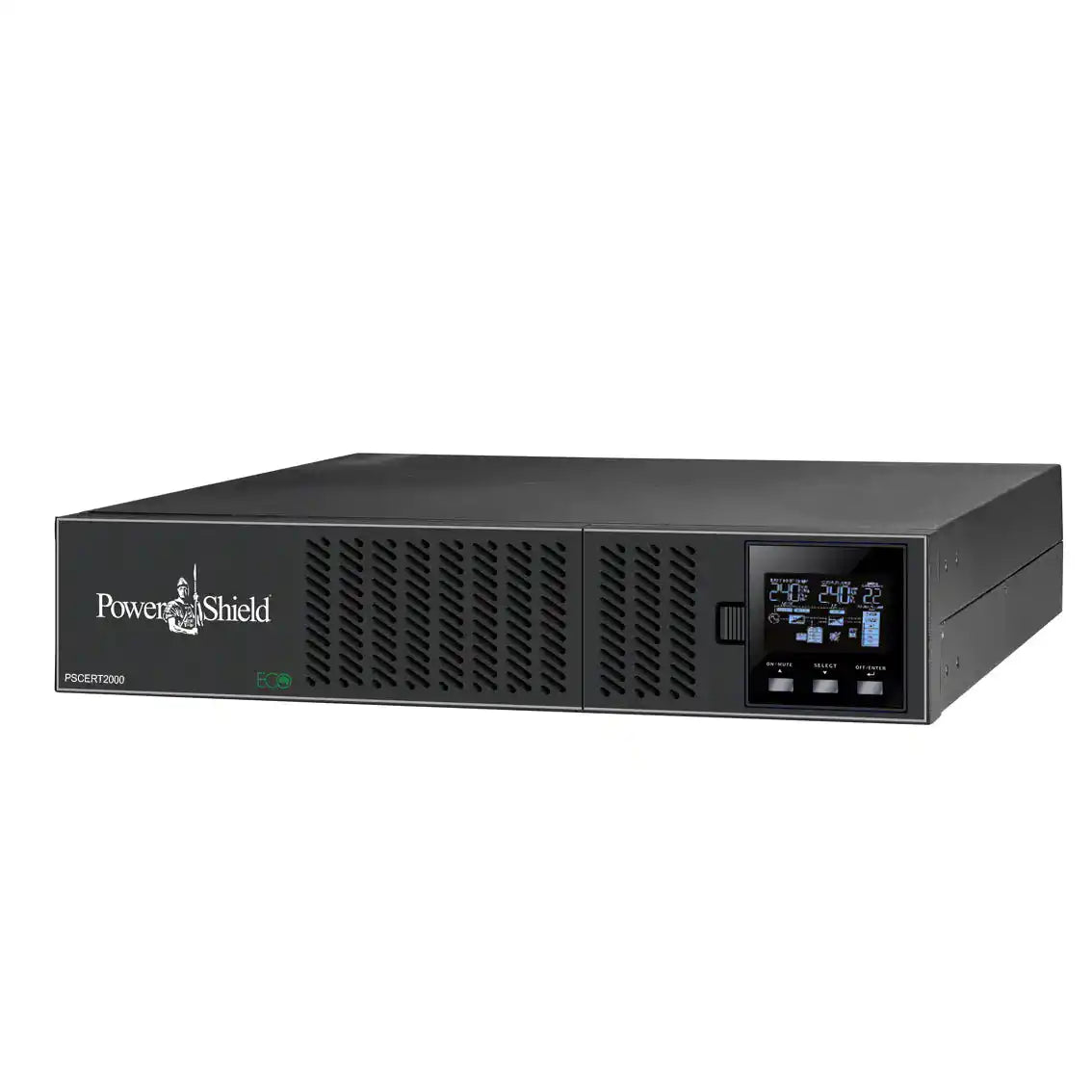 PS2KRNB3U - Centurion RT 2000 Network Ready with Rack Mount Bypass Bundle, front angled view of black rack unit