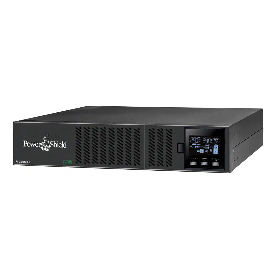 PS3KRNB3U - Centurion RT 3000 Network Ready with Rack Mount Bypass Bundle, angled front view of larger rack unit