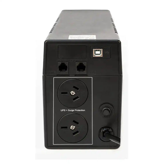 PowerShield Defender 650VA UPS | AVR Backup, compact unit front view with power outlets