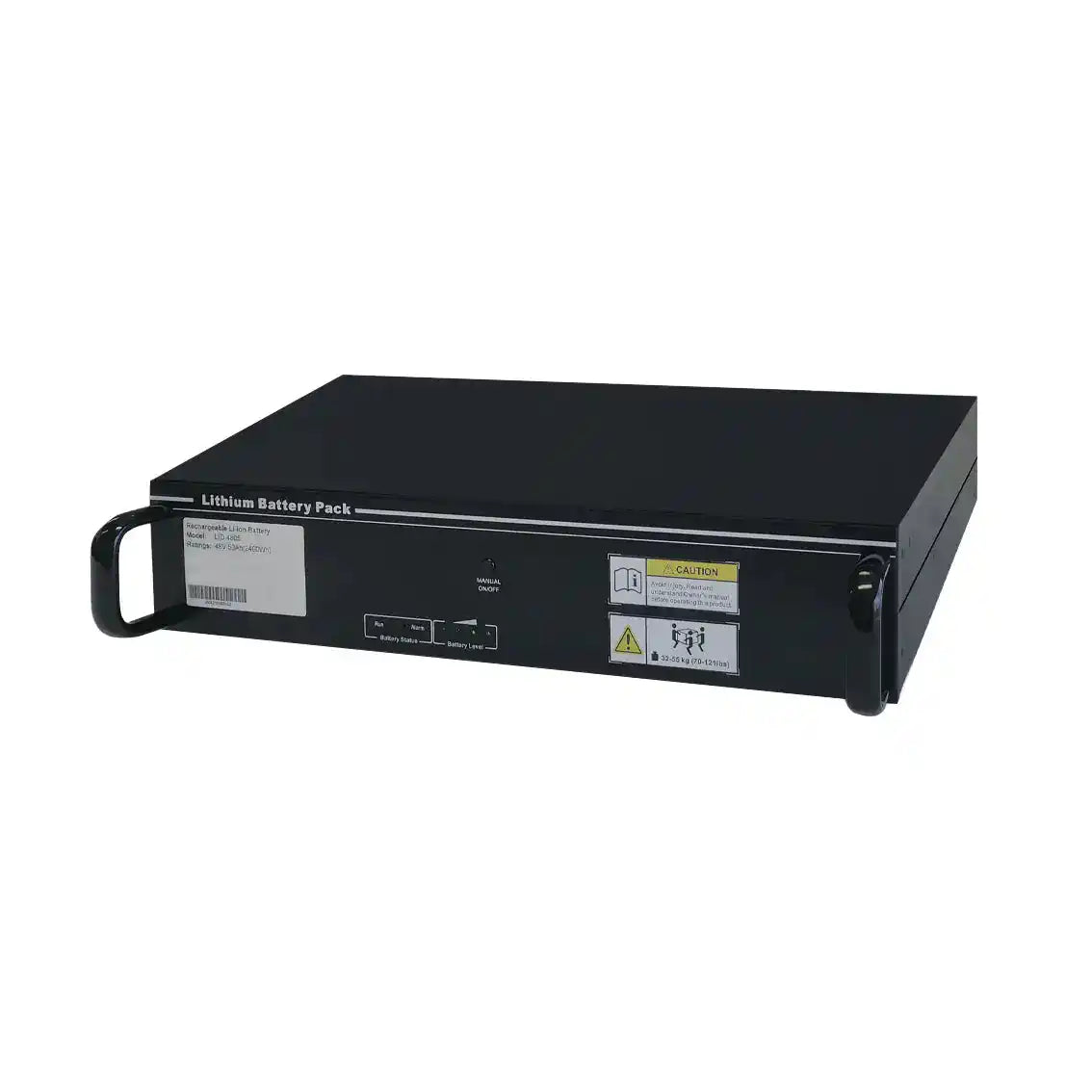 PowerShield Centurion LiFePO4 Long Run Battery Bank with Rail Kit, black rack-mounted battery unit side view