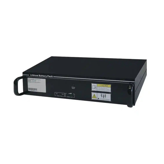 PowerShield Centurion LiFePO4 Long Run Battery Bank with Rail Kit, black rack-mounted battery unit side view