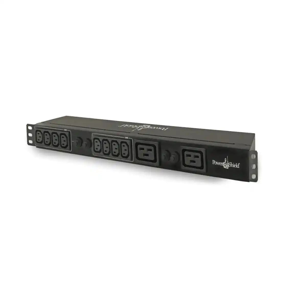 10 Outlet Horizontal IEC Hardwired Input, rack-mounted power unit front view