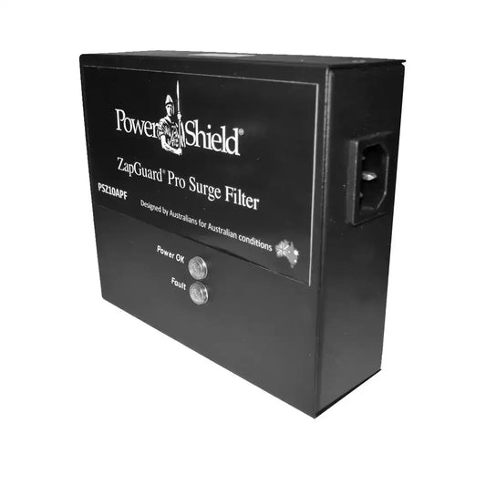 PowerShield 10 Amp Surge Filter, three-quarter view of compact surge filter box