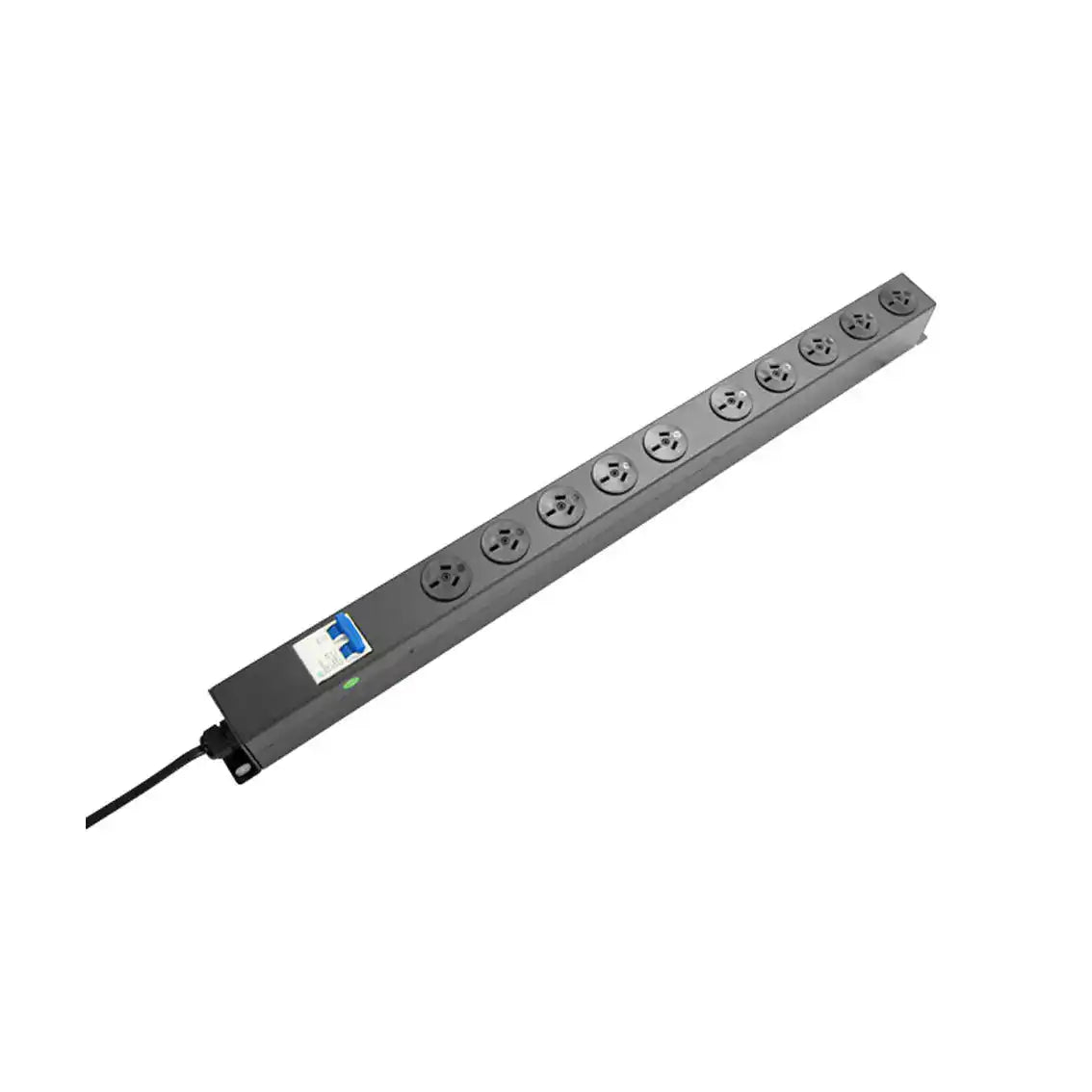 10 Way Vertical PDU with 10 Australian Sockets, 10A Input, vertical power strip with australian outlets angled
