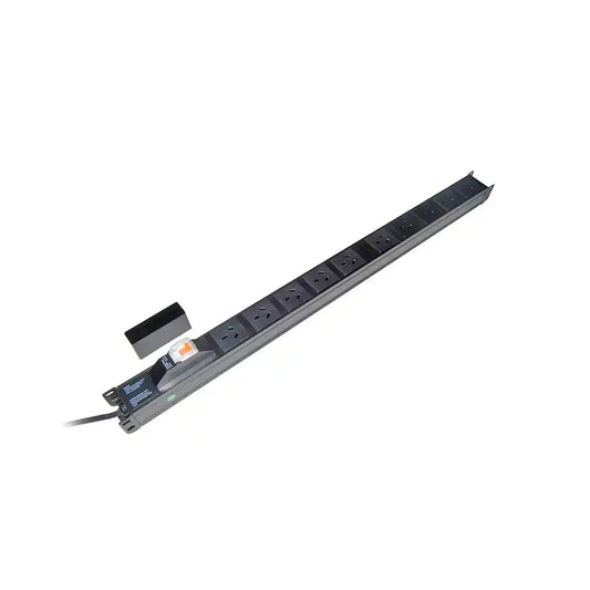 15 Way Vertical PDU with 15 Australian Sockets, 10A Input, vertical power strip angled view