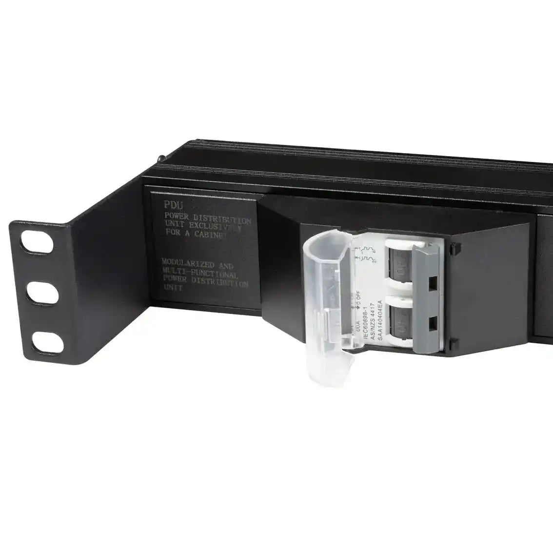 10 Outlet Horizontal IEC PDU C20 Input, interior assembly and mounting bracket detail
