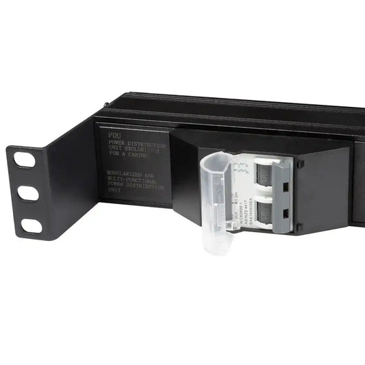10 Outlet Horizontal IEC PDU C20 Input, interior assembly and mounting bracket detail