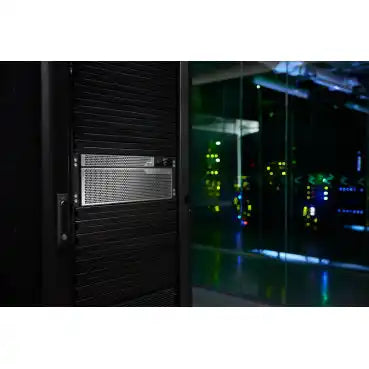 APC Smart-UPS Ultra 8kVA/8kW Lithium-Ion Rack/Tower UPS (SRTL8KRM4UI), rack unit installed in data center with lights