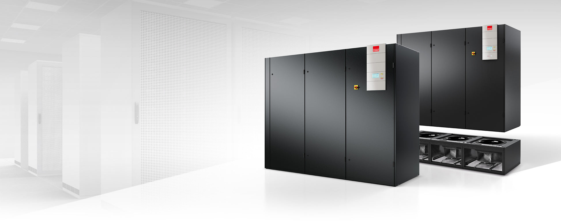 STULZ CyberAir 3PRO DX direct expansion CRAC units installed in an Australian data centre hall