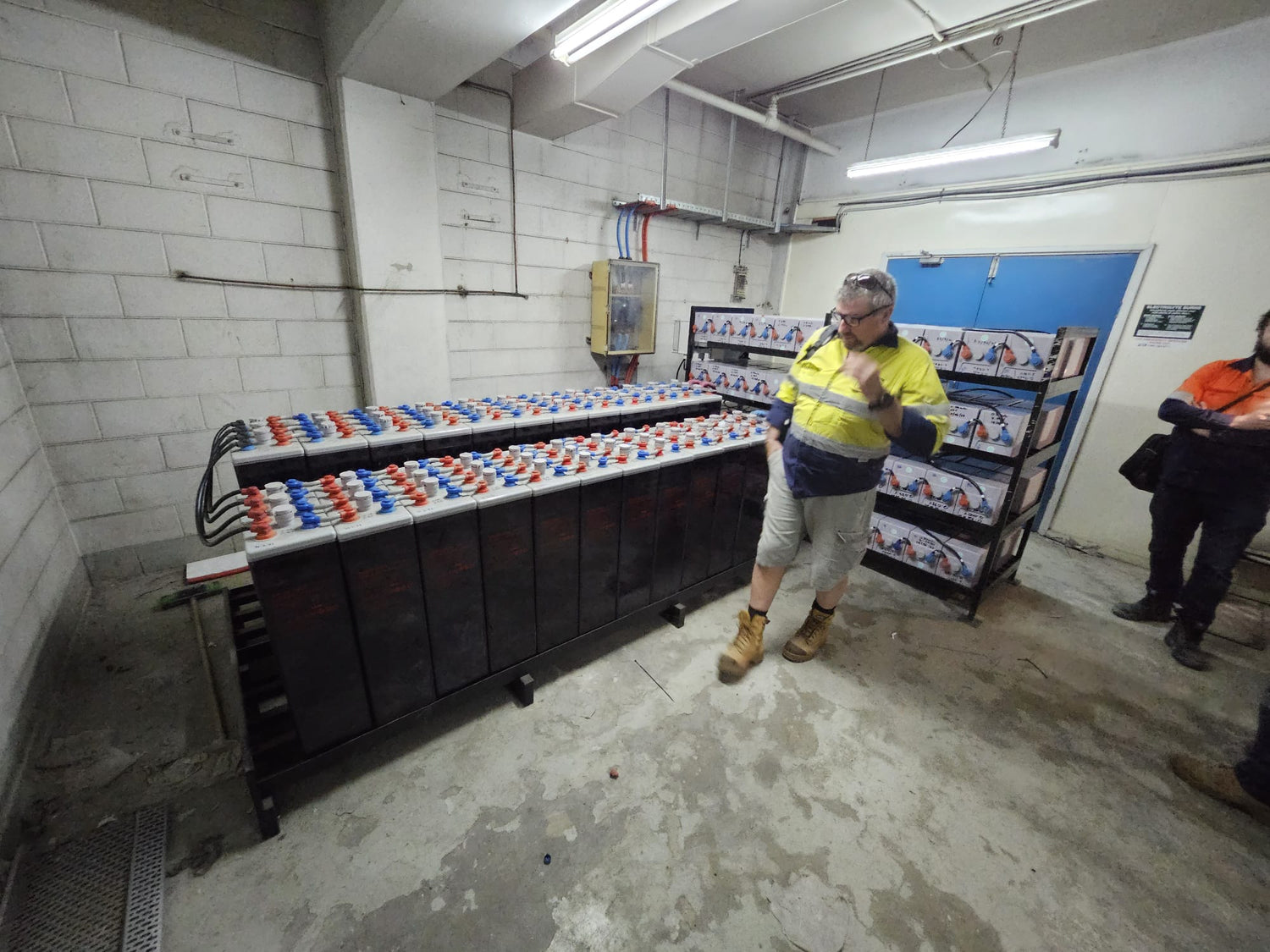 Telecommunications UPS battery room with multiple VRLA battery strings used for backup runtime calculations
