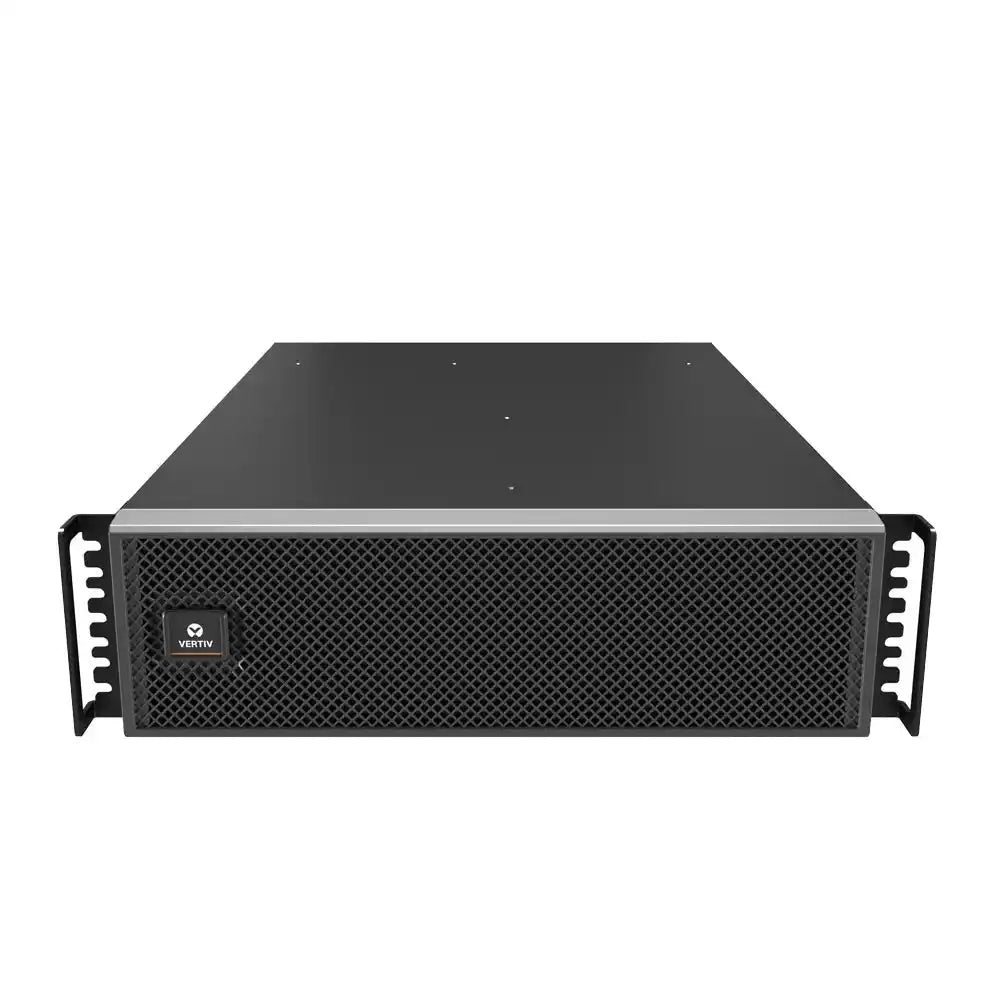 Vertiv Liebert GXT5-10KIRT5UXLN 10kVA Online Double Conversion UPS, rack-mounted ups unit angled front view