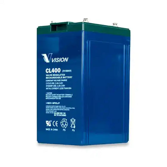 Vision CL400 2V 400AH | CL SERIES | Replacement Battery, blue rectangular battery with terminals