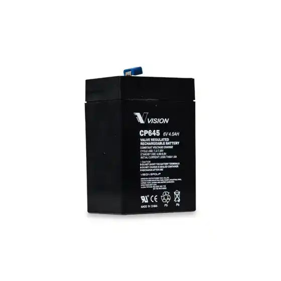 Vision CP645, large sealed power battery angled view