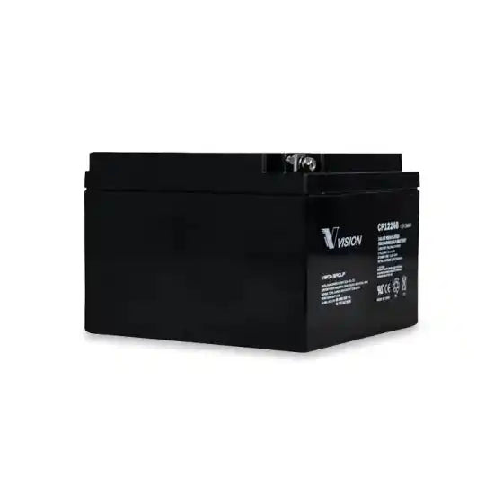 Vision CP12240 12V 24AH | CP SERIES | UPS Replacement Battery, rectangular battery angled perspective view