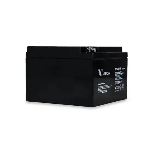 Vision CP12240 12V 24AH | CP SERIES | UPS Replacement Battery, rectangular battery angled perspective view