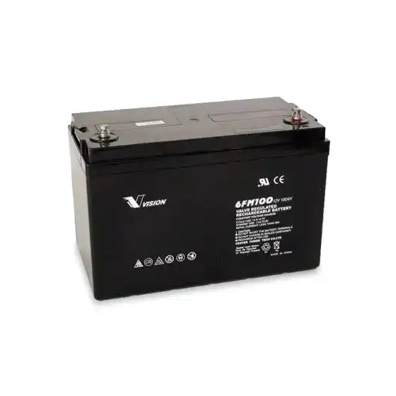 Vision 6FM100 - X 12V 100AH | FM SERIES, rectangular battery, angled top view