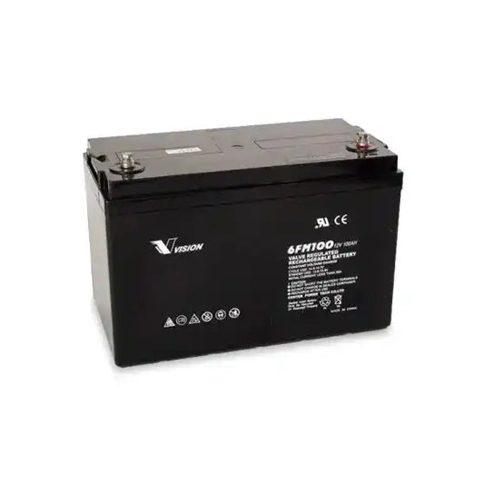 Vision 6FM100 - X 12V 100AH | FM SERIES, rectangular battery, angled top view