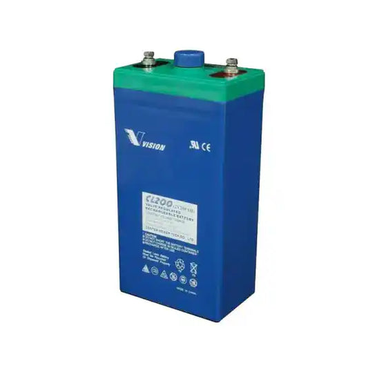 Vision 2V 200AH | CL SERIES | CL200 Battery, tall cylindrical battery cell, front view