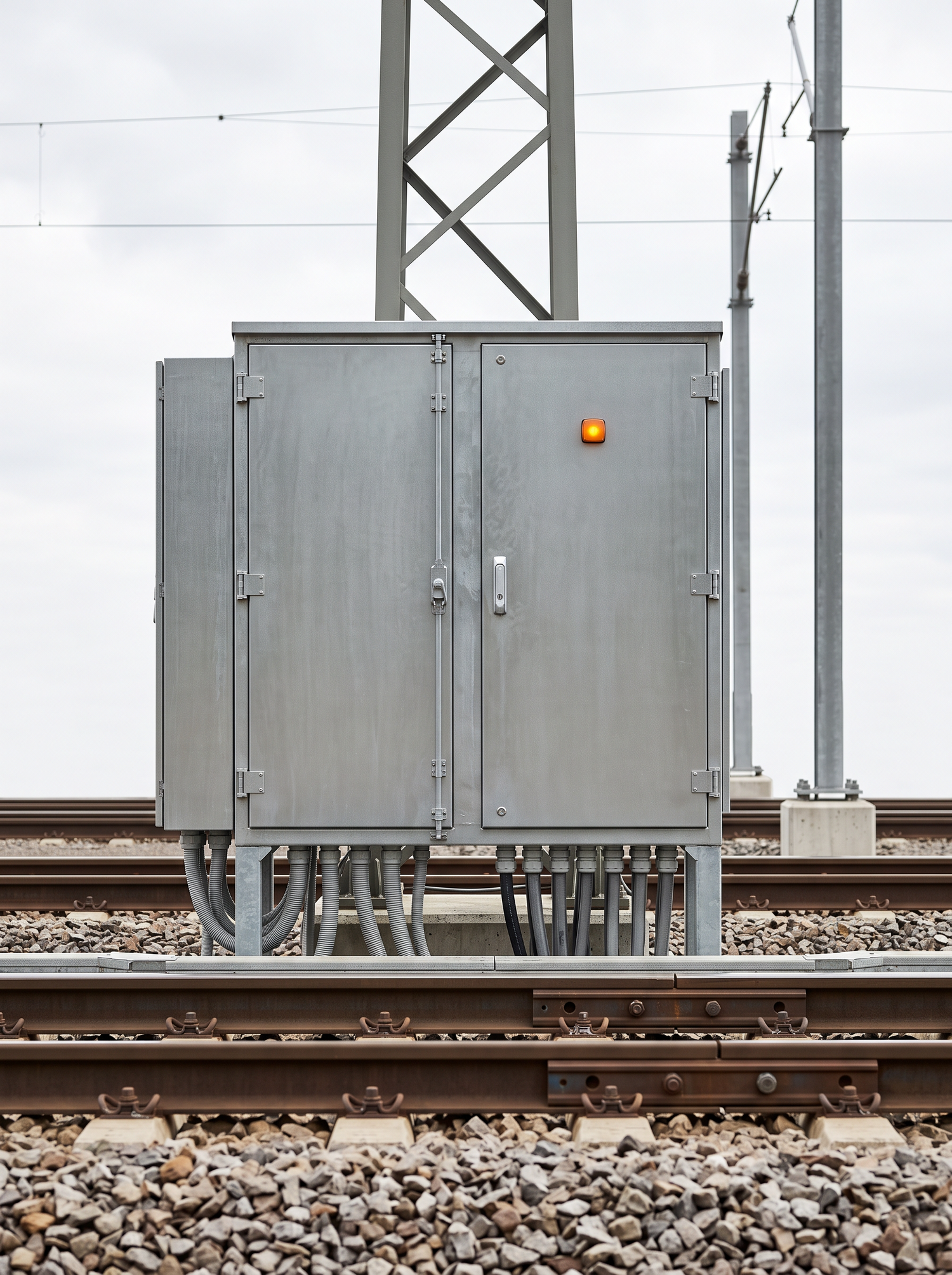 Trackside railway signalling equipment cabinet