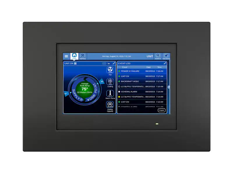 Vertiv Liebert CRV In-Row Cooling System 10-50kW, mounted monitoring panel interface
