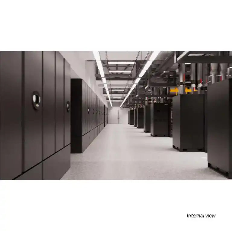 Vertiv™ OneCore: Prefabricated, Hybrid-Built Data Centre, interior data center corridor with equipment racks