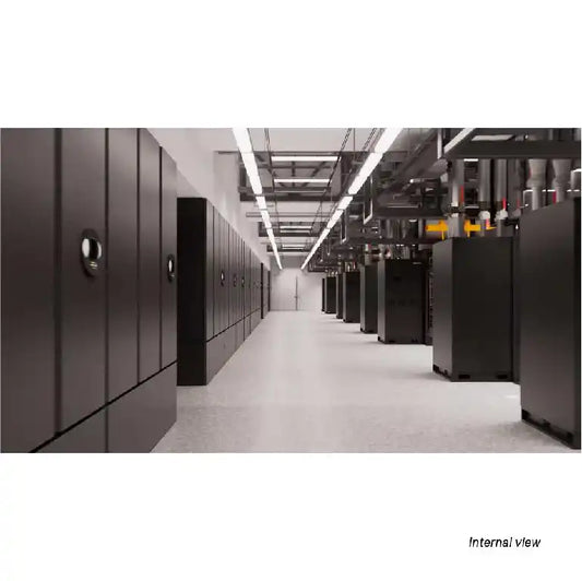 Vertiv™ OneCore: Prefabricated, Hybrid-Built Data Centre, interior data center corridor with equipment racks