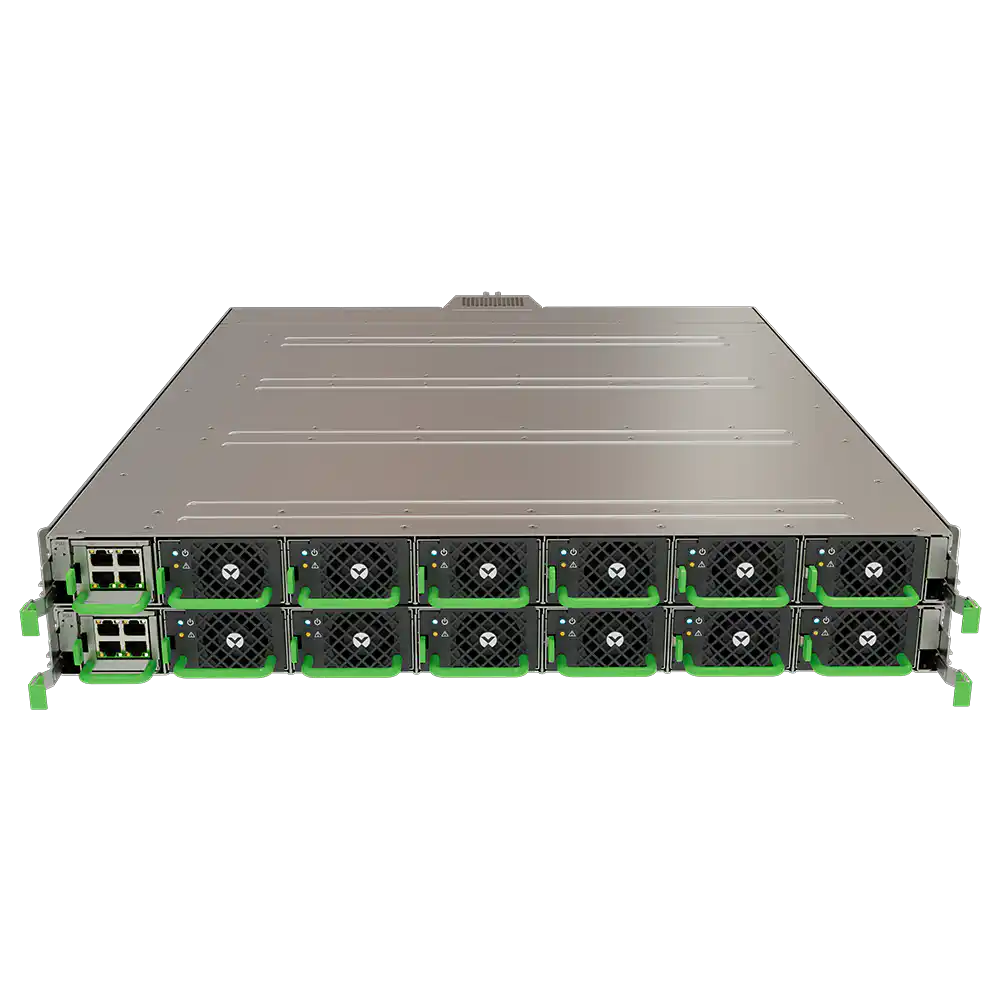 Vertiv™ PowerDirect In-Rack 33kW 50V DC Power System, rack-mounted system top angled view