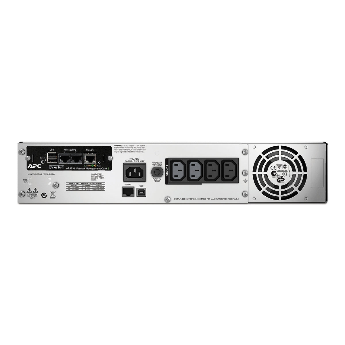 SMT1500RMI2UNC - APC Smart-UPS, Line Interactive, 1500VA, Rackmount 2U, 230V, 4x IEC C13 outlets, Network Card, AVR, LCD - i…